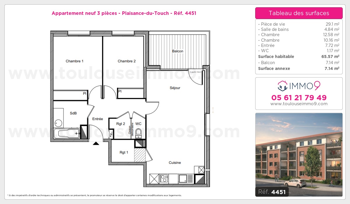 Plan et surfaces, Programme neuf Plaisance-du-Touch Référence n° 4451