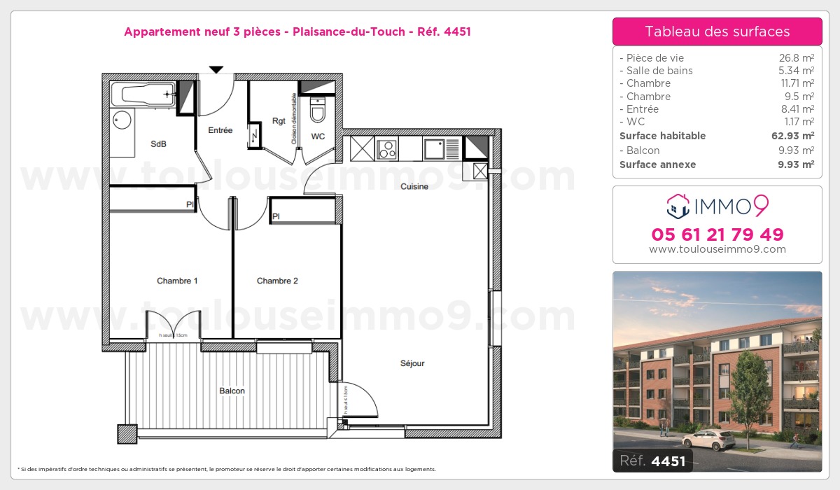 Plan et surfaces, Programme neuf Plaisance-du-Touch Référence n° 4451