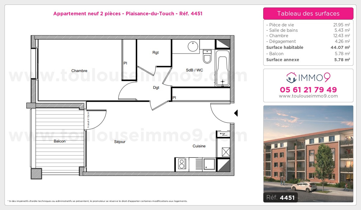 Plan et surfaces, Programme neuf Plaisance-du-Touch Référence n° 4451