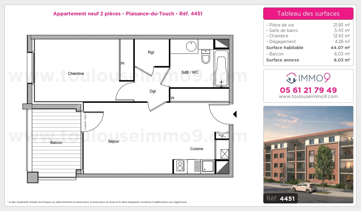 Plan et surfaces, Programme neuf Plaisance-du-Touch Référence n° 4451