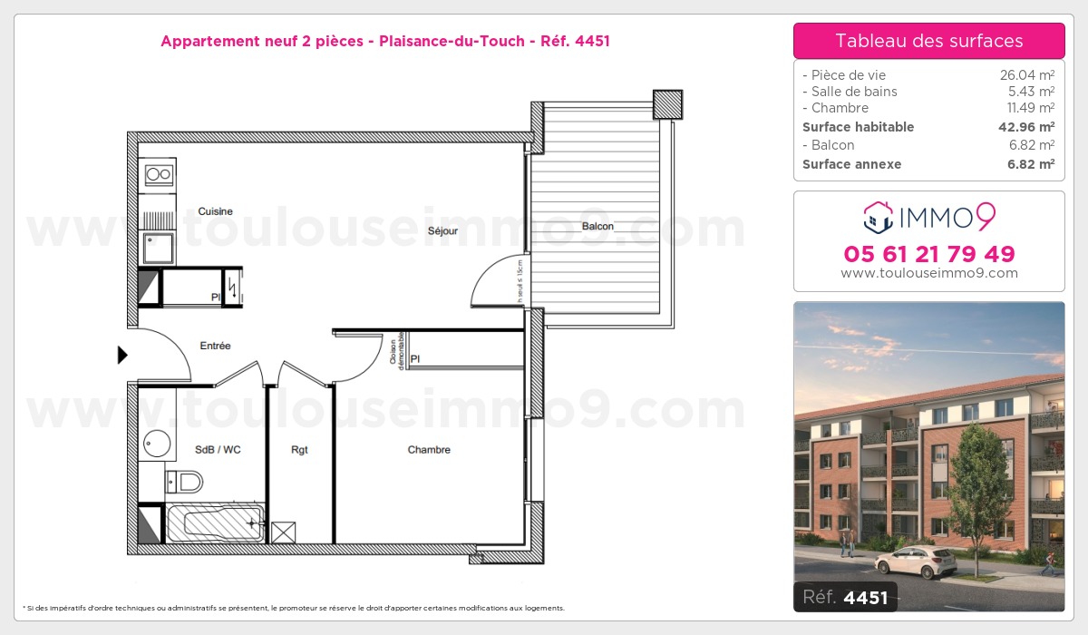 Plan et surfaces, Programme neuf Plaisance-du-Touch Référence n° 4451