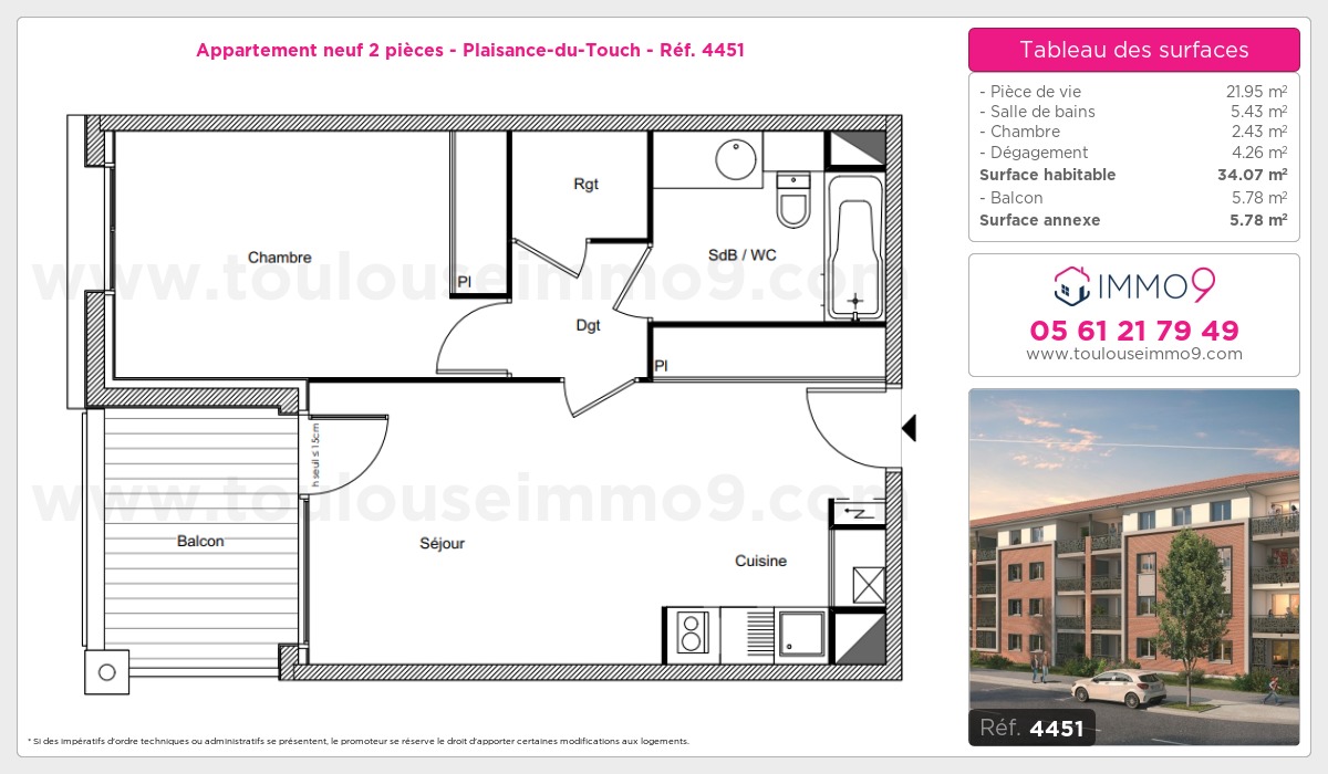 Plan et surfaces, Programme neuf Plaisance-du-Touch Référence n° 4451