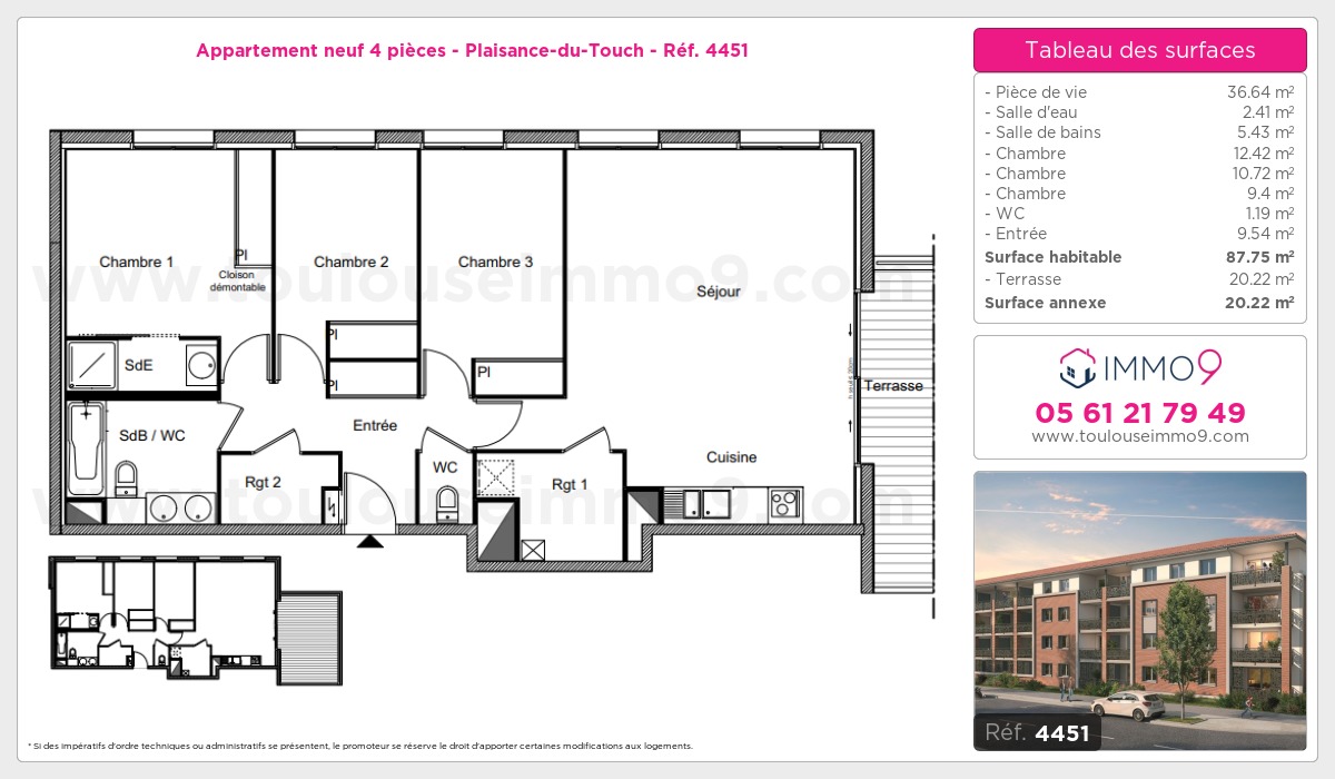 Plan et surfaces, Programme neuf Plaisance-du-Touch Référence n° 4451