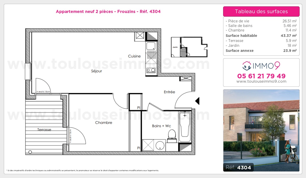 Plan et surfaces, Programme neuf Frouzins Référence n° 4304