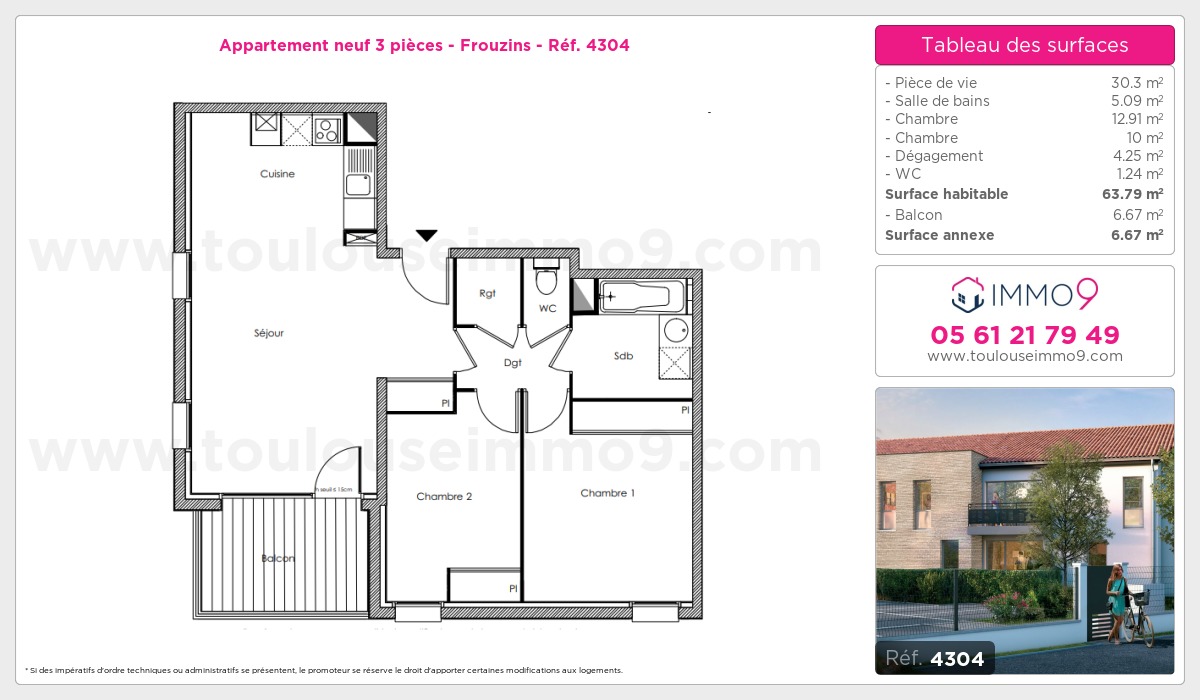 Plan et surfaces, Programme neuf Frouzins Référence n° 4304