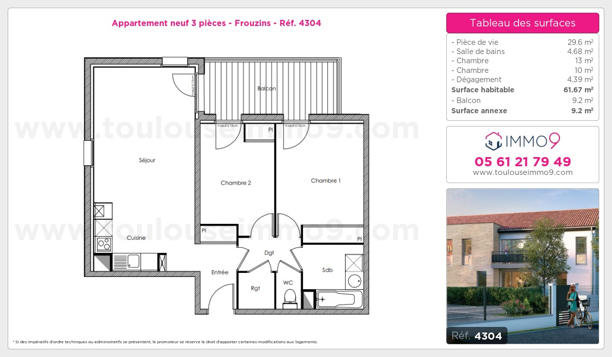 Plan et surfaces, Programme neuf Frouzins Référence n° 4304
