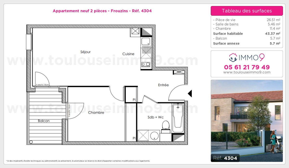 Plan et surfaces, Programme neuf Frouzins Référence n° 4304