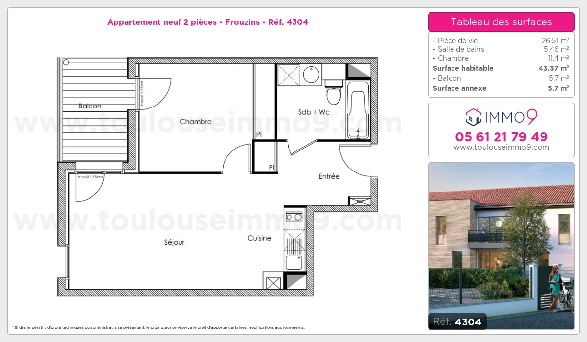 Plan et surfaces, Programme neuf Frouzins Référence n° 4304