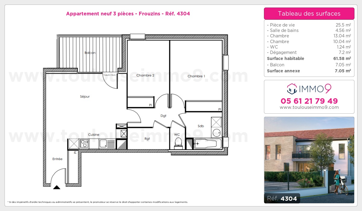 Plan et surfaces, Programme neuf Frouzins Référence n° 4304