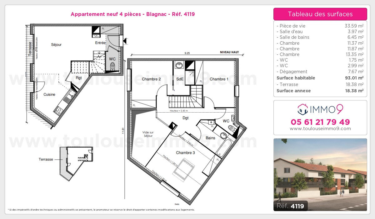 Plan et surfaces, Programme neuf Blagnac Référence n° 4119
