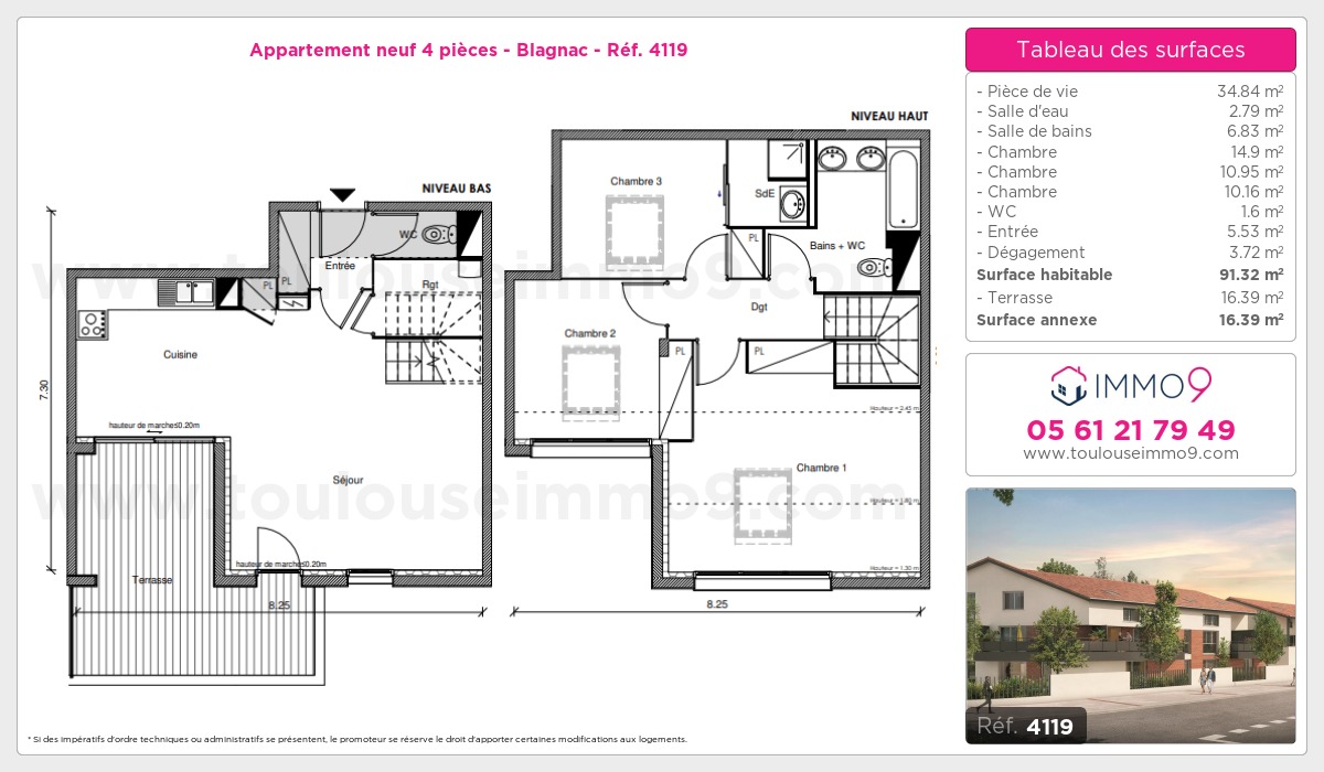 Plan et surfaces, Programme neuf Blagnac Référence n° 4119
