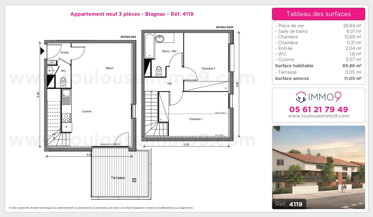 Plan et surfaces, Programme neuf Blagnac Référence n° 4119