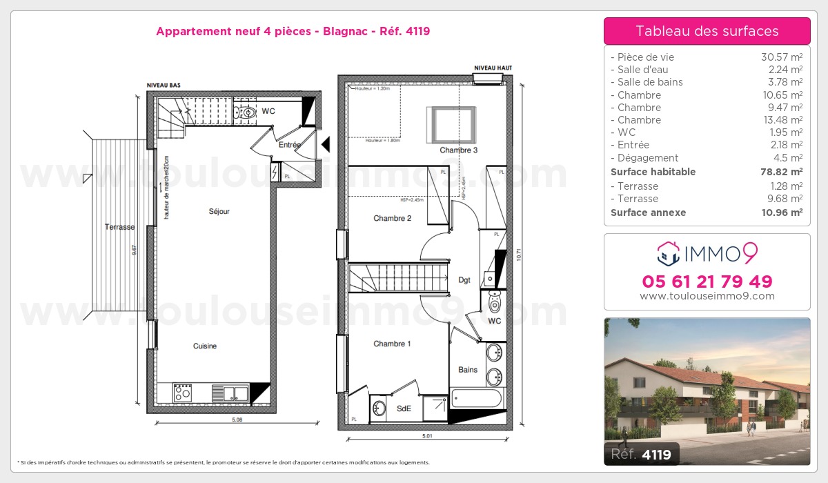 Plan et surfaces, Programme neuf Blagnac Référence n° 4119