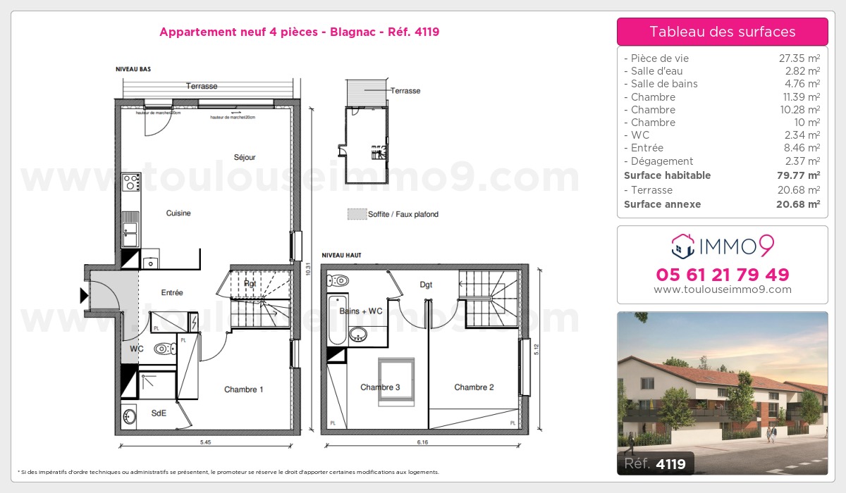 Plan et surfaces, Programme neuf Blagnac Référence n° 4119