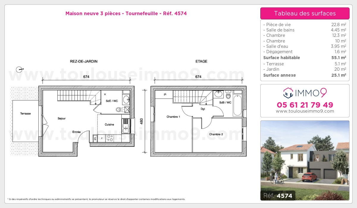Plan et surfaces, Programme neuf Tournefeuille Référence n° 4574