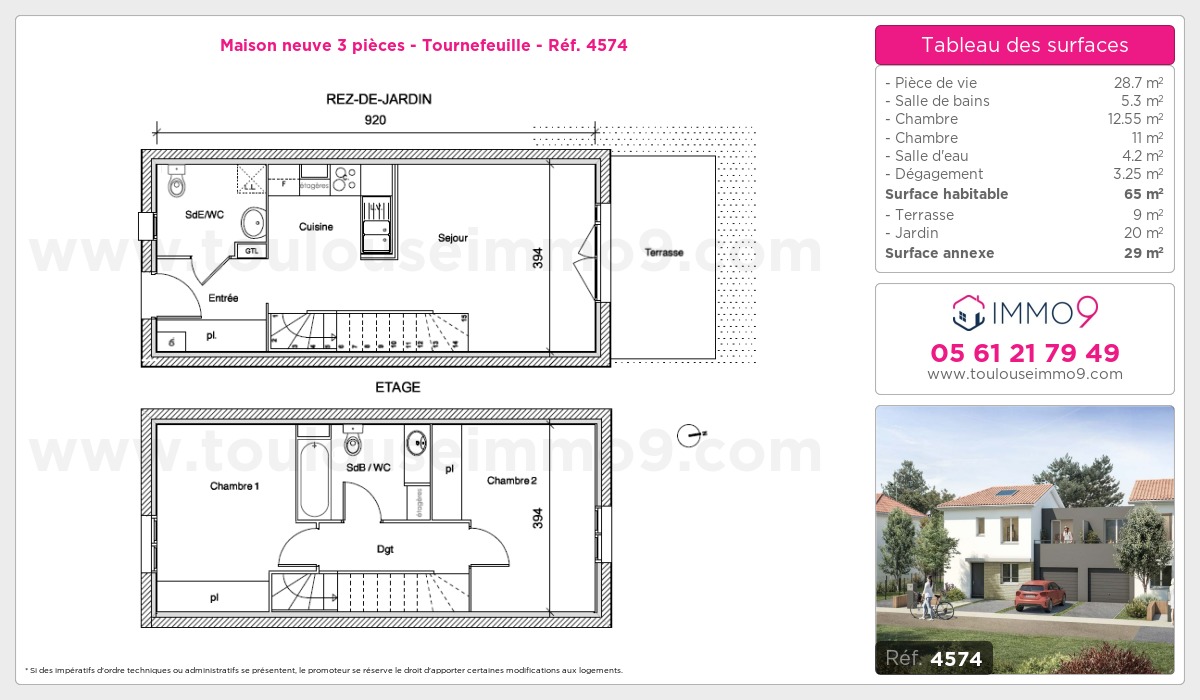 Plan et surfaces, Programme neuf Tournefeuille Référence n° 4574