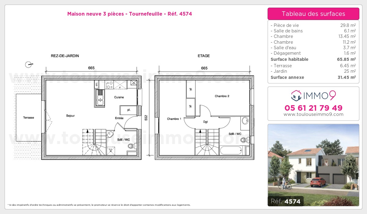 Plan et surfaces, Programme neuf Tournefeuille Référence n° 4574