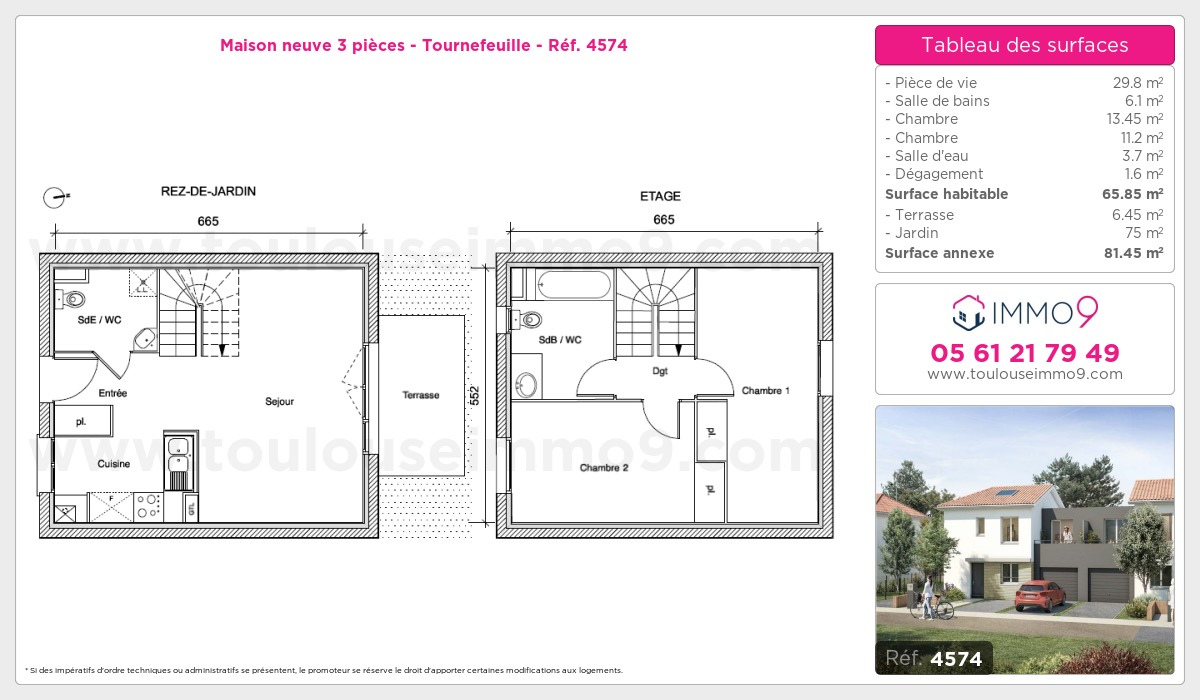 Plan et surfaces, Programme neuf Tournefeuille Référence n° 4574