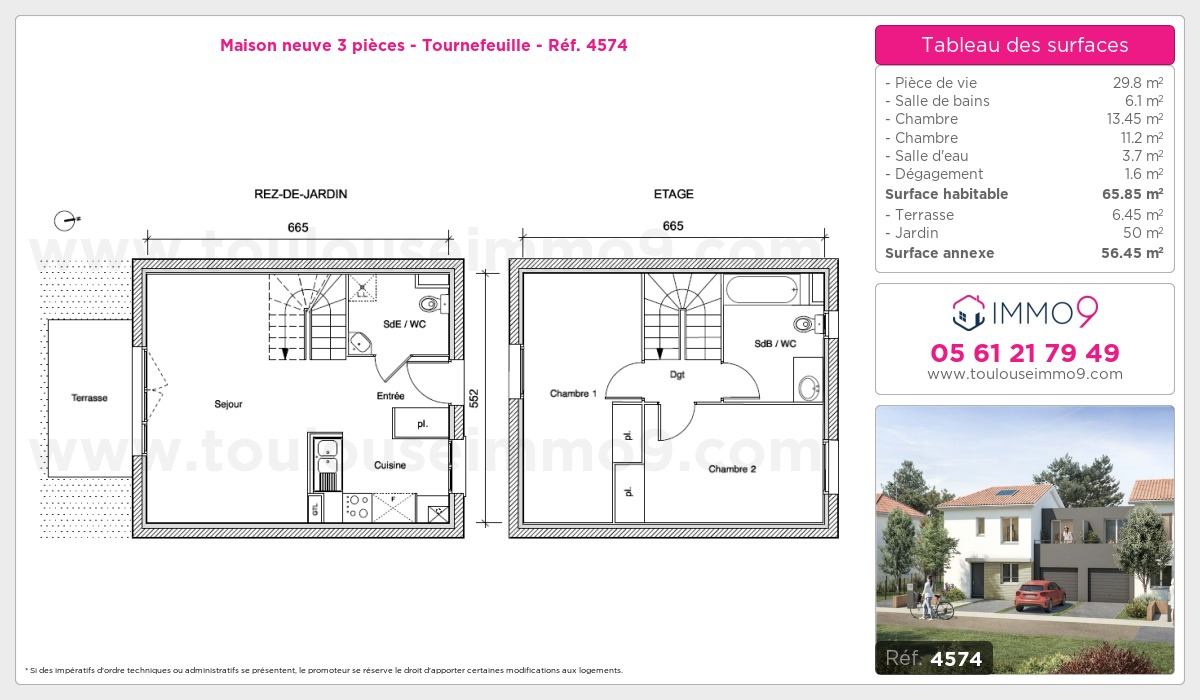 Plan et surfaces, Programme neuf Tournefeuille Référence n° 4574