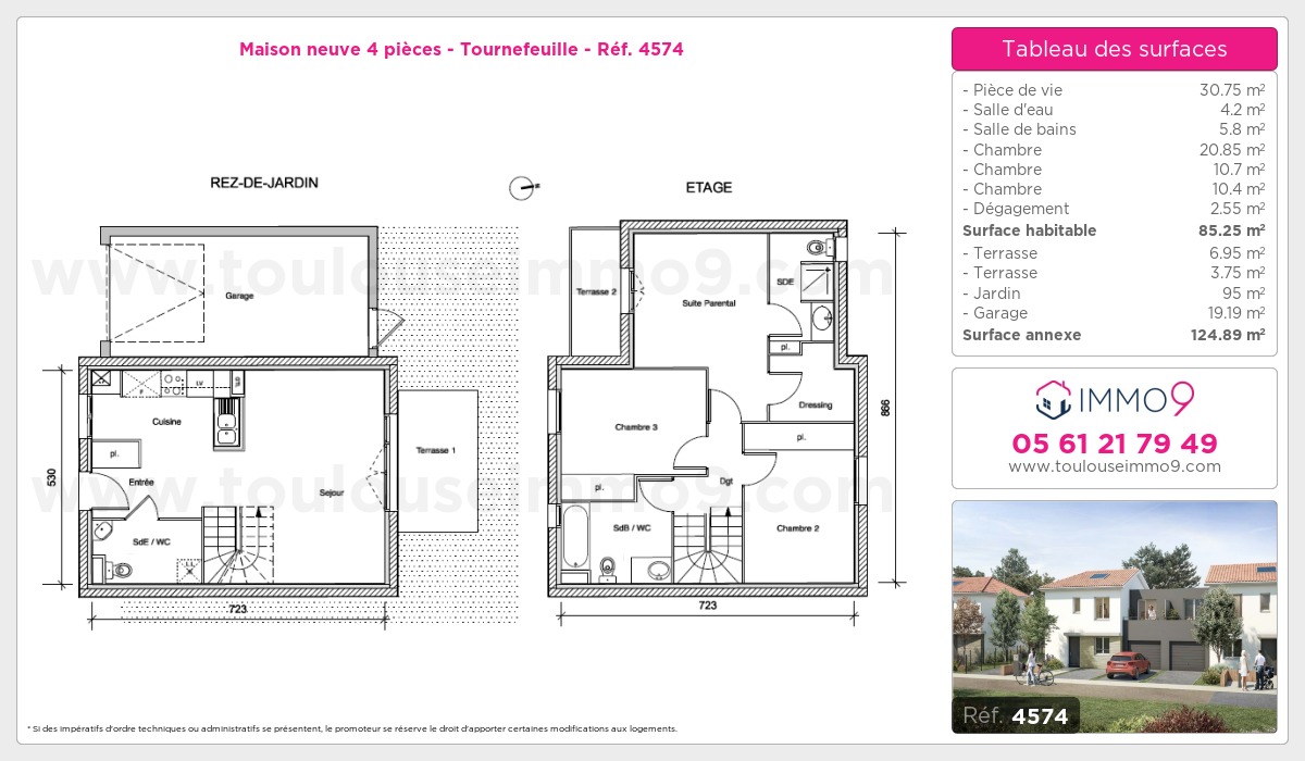 Plan et surfaces, Programme neuf Tournefeuille Référence n° 4574