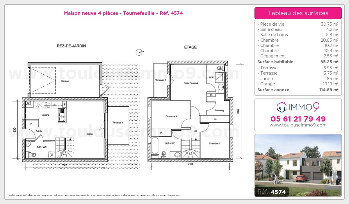 Plan et surfaces, Programme neuf Tournefeuille Référence n° 4574