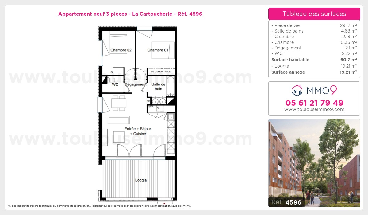 Plan et surfaces, Programme neuf Toulouse : Cartoucherie Référence n° 4596