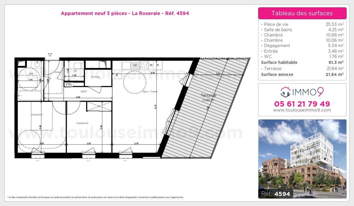 Plan et surfaces, Programme neuf Toulouse : Roseraie Référence n° 4594