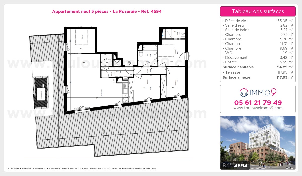 Plan et surfaces, Programme neuf Toulouse : Roseraie Référence n° 4594