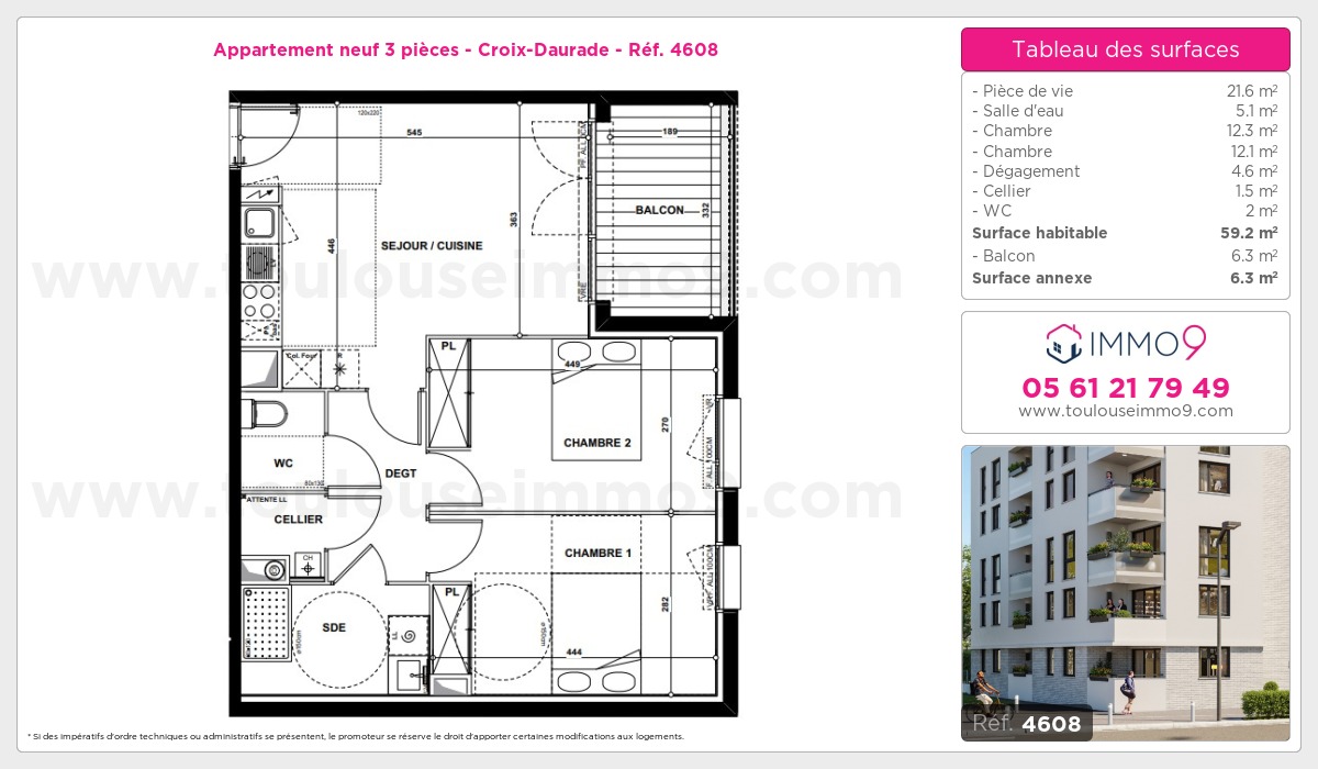 Plan et surfaces, Programme neuf Toulouse : Croix-Daurade Référence n° 4608