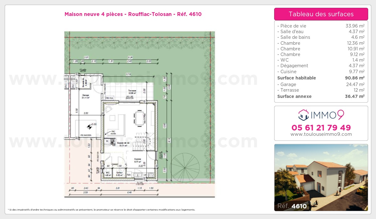 Plan et surfaces, Programme neuf Rouffiac-Tolosan Référence n° 4610