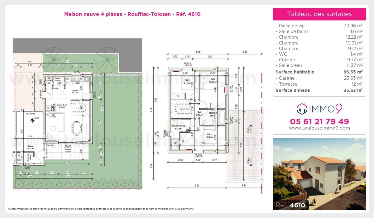 Plan et surfaces, Programme neuf Rouffiac-Tolosan Référence n° 4610