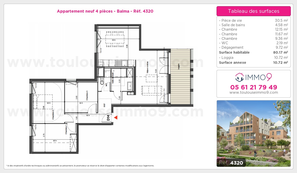 Plan et surfaces, Programme neuf Balma Référence n° 4320