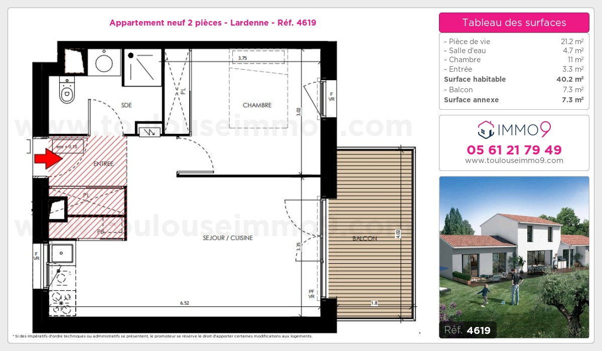 Plan et surfaces, Programme neuf Toulouse : Lardenne Référence n° 4619