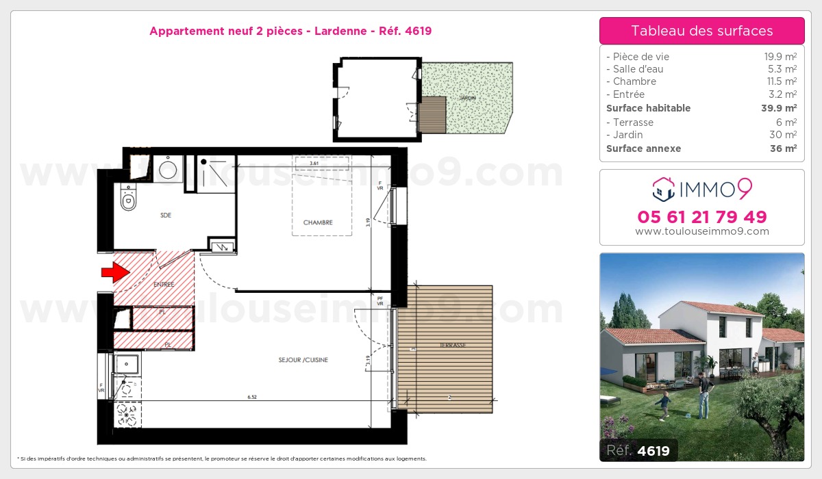 Plan et surfaces, Programme neuf Toulouse : Lardenne Référence n° 4619