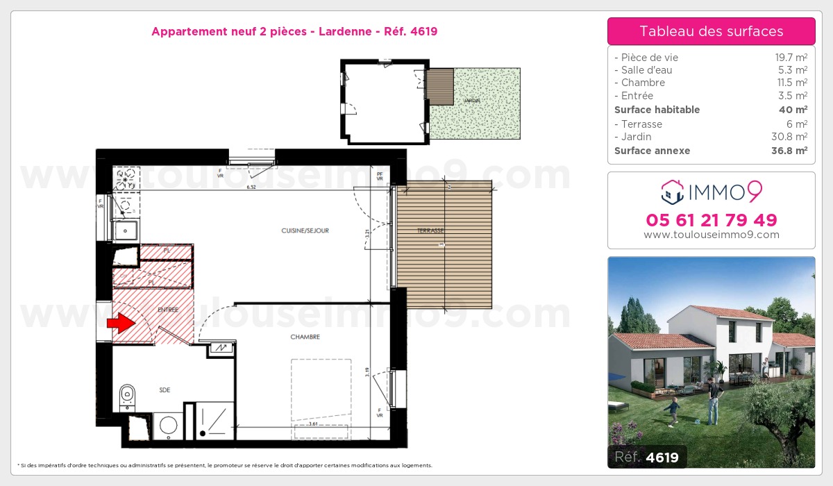 Plan et surfaces, Programme neuf Toulouse : Lardenne Référence n° 4619