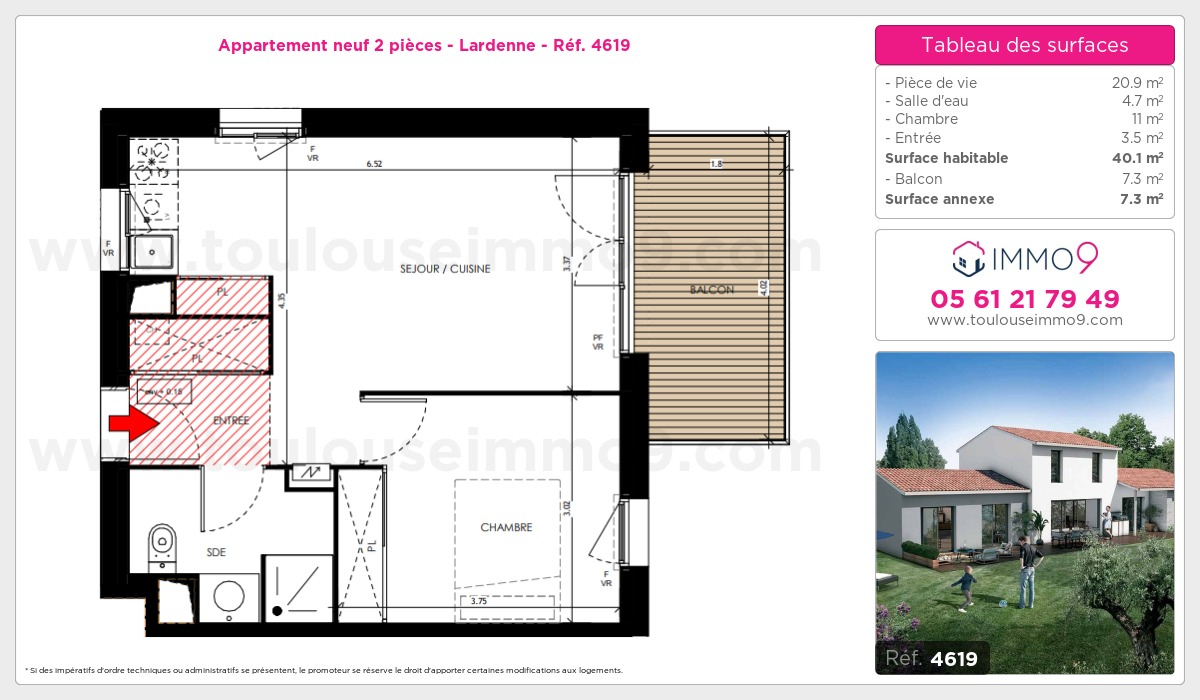 Plan et surfaces, Programme neuf Toulouse : Lardenne Référence n° 4619