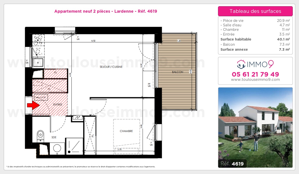 Plan et surfaces, Programme neuf Toulouse : Lardenne Référence n° 4619