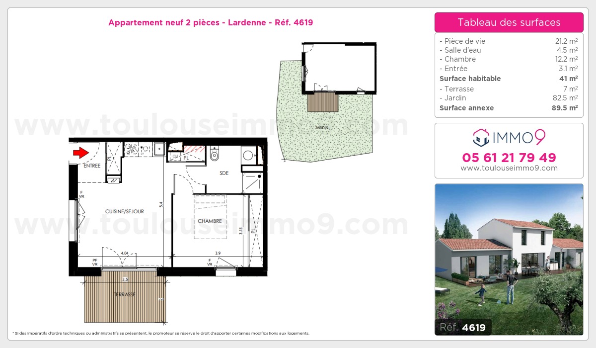 Plan et surfaces, Programme neuf Toulouse : Lardenne Référence n° 4619