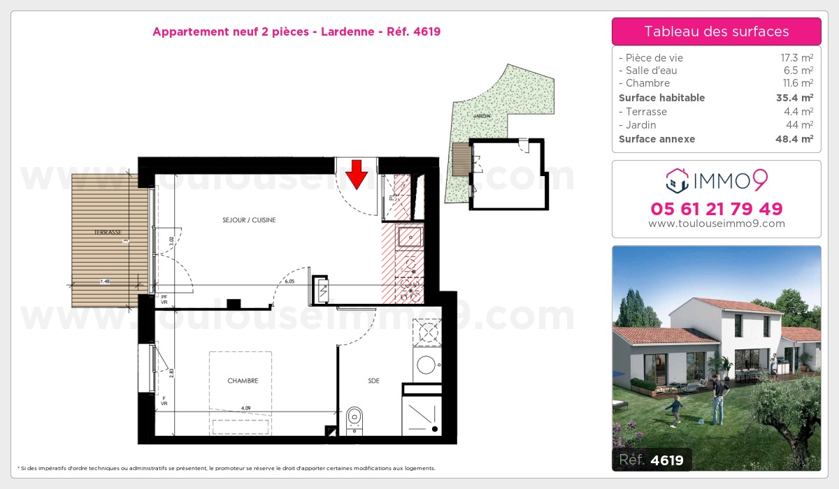 Plan et surfaces, Programme neuf Toulouse : Lardenne Référence n° 4619