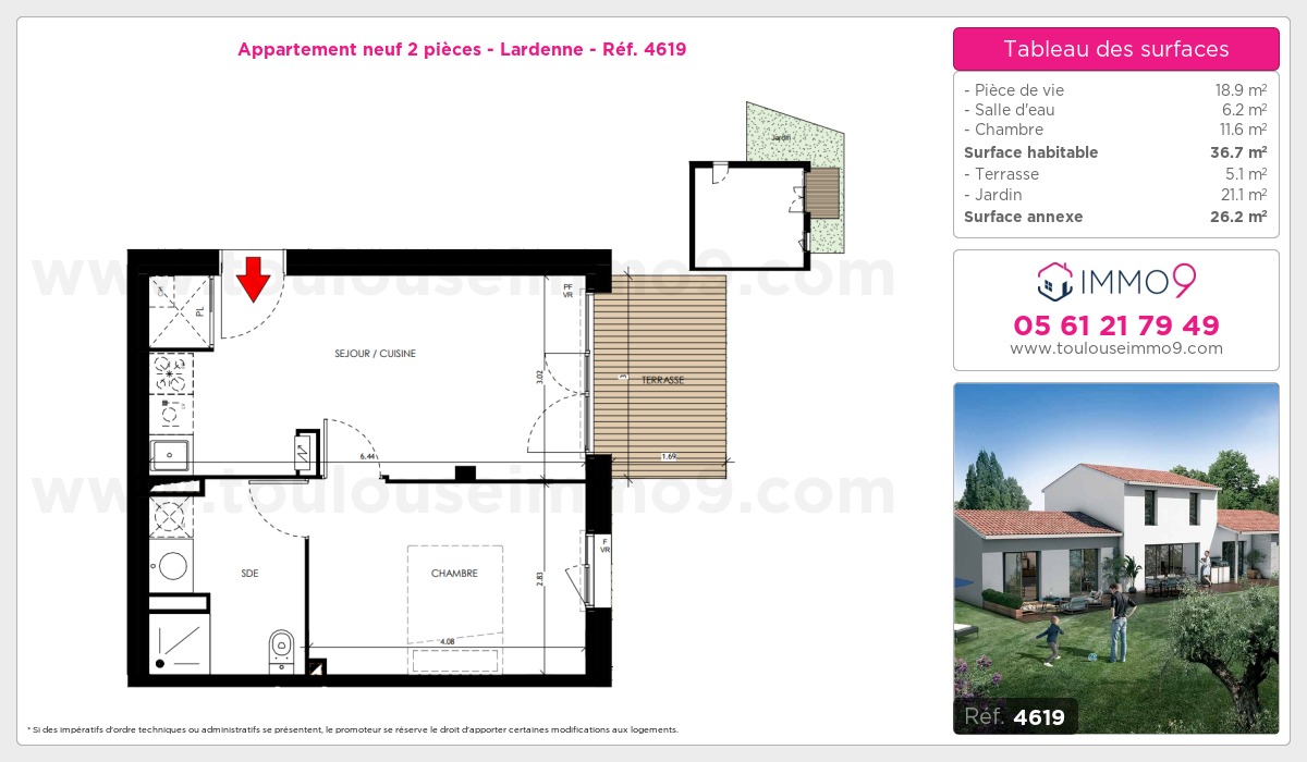Plan et surfaces, Programme neuf Toulouse : Lardenne Référence n° 4619