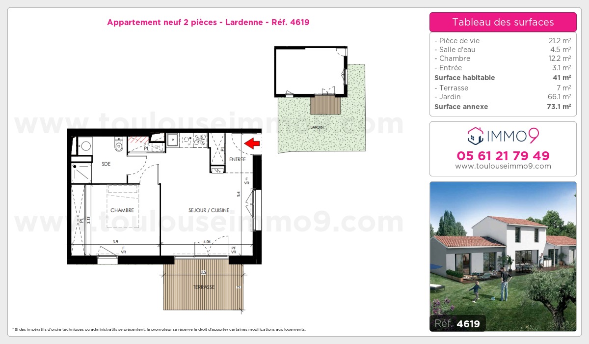 Plan et surfaces, Programme neuf Toulouse : Lardenne Référence n° 4619