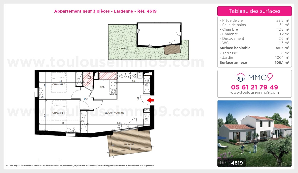 Plan et surfaces, Programme neuf Toulouse : Lardenne Référence n° 4619