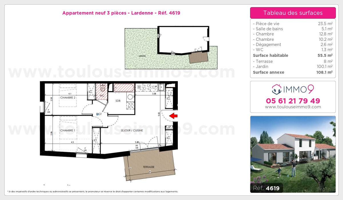 Plan et surfaces, Programme neuf Toulouse : Lardenne Référence n° 4619