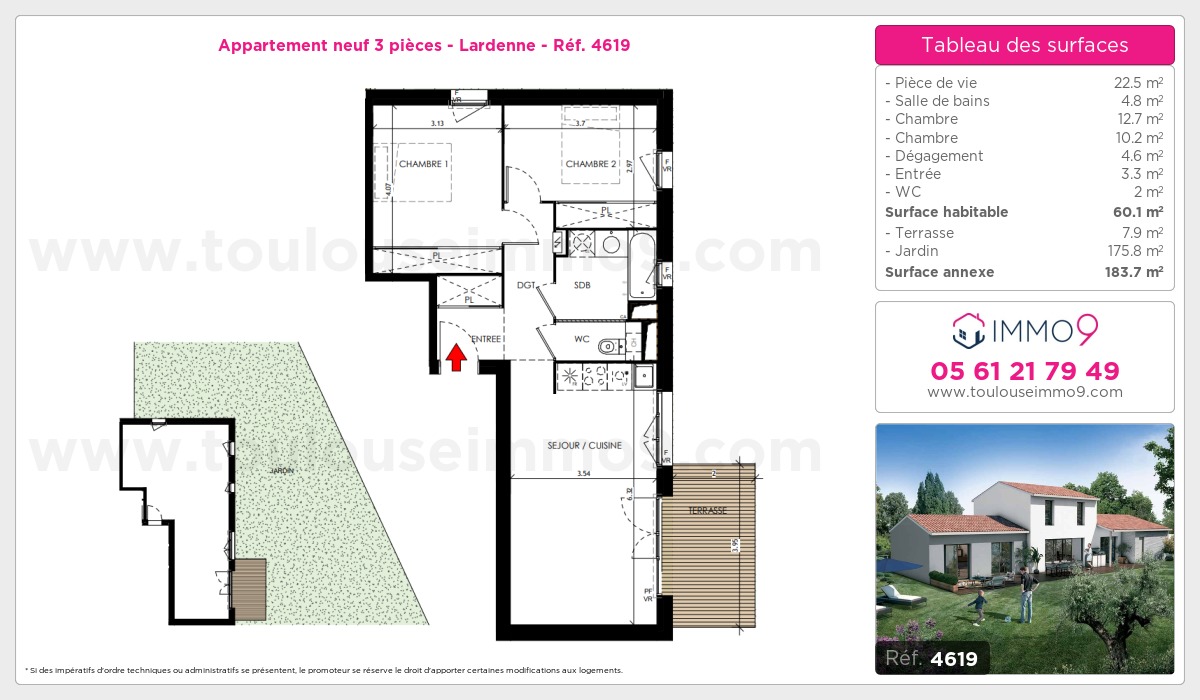 Plan et surfaces, Programme neuf Toulouse : Lardenne Référence n° 4619