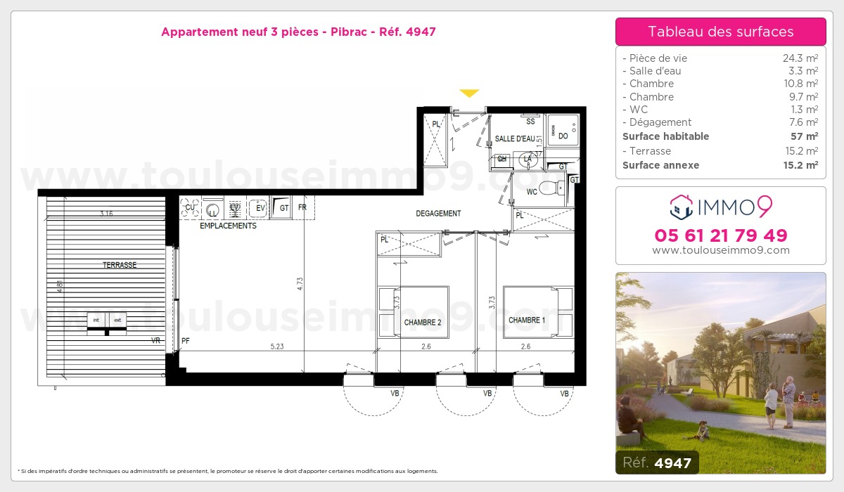 Plan et surfaces, Programme neuf Pibrac Référence n° 4947