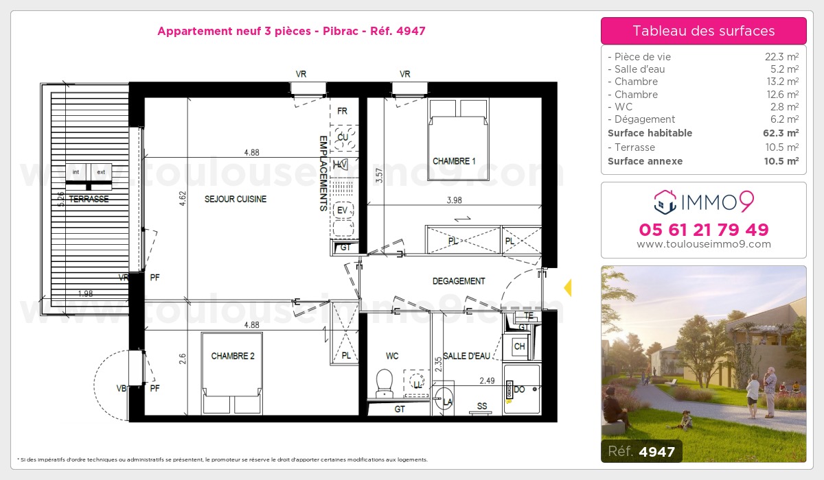 Plan et surfaces, Programme neuf Pibrac Référence n° 4947