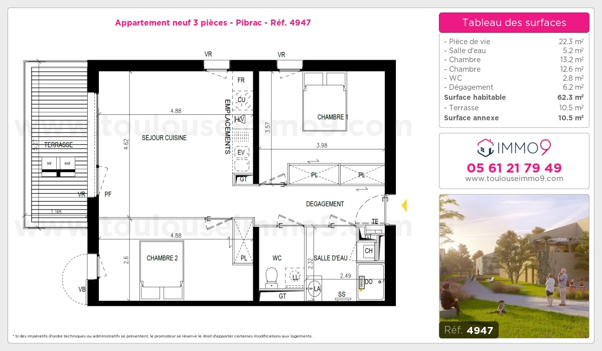 Plan et surfaces, Programme neuf Pibrac Référence n° 4947
