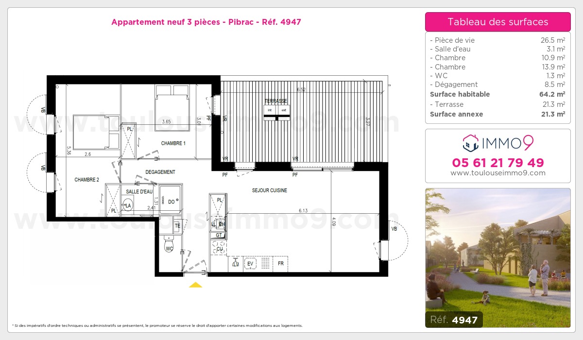 Plan et surfaces, Programme neuf Pibrac Référence n° 4947