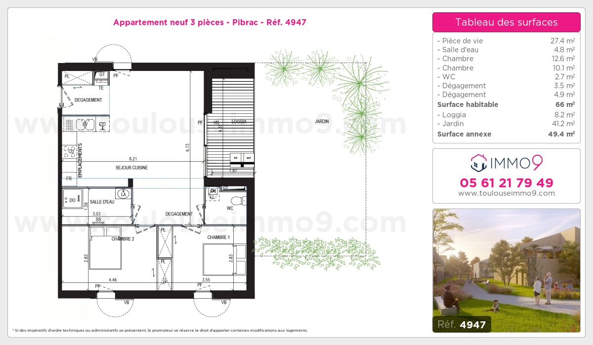 Plan et surfaces, Programme neuf Pibrac Référence n° 4947