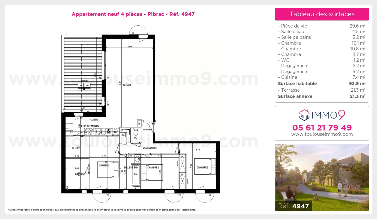 Plan et surfaces, Programme neuf Pibrac Référence n° 4947